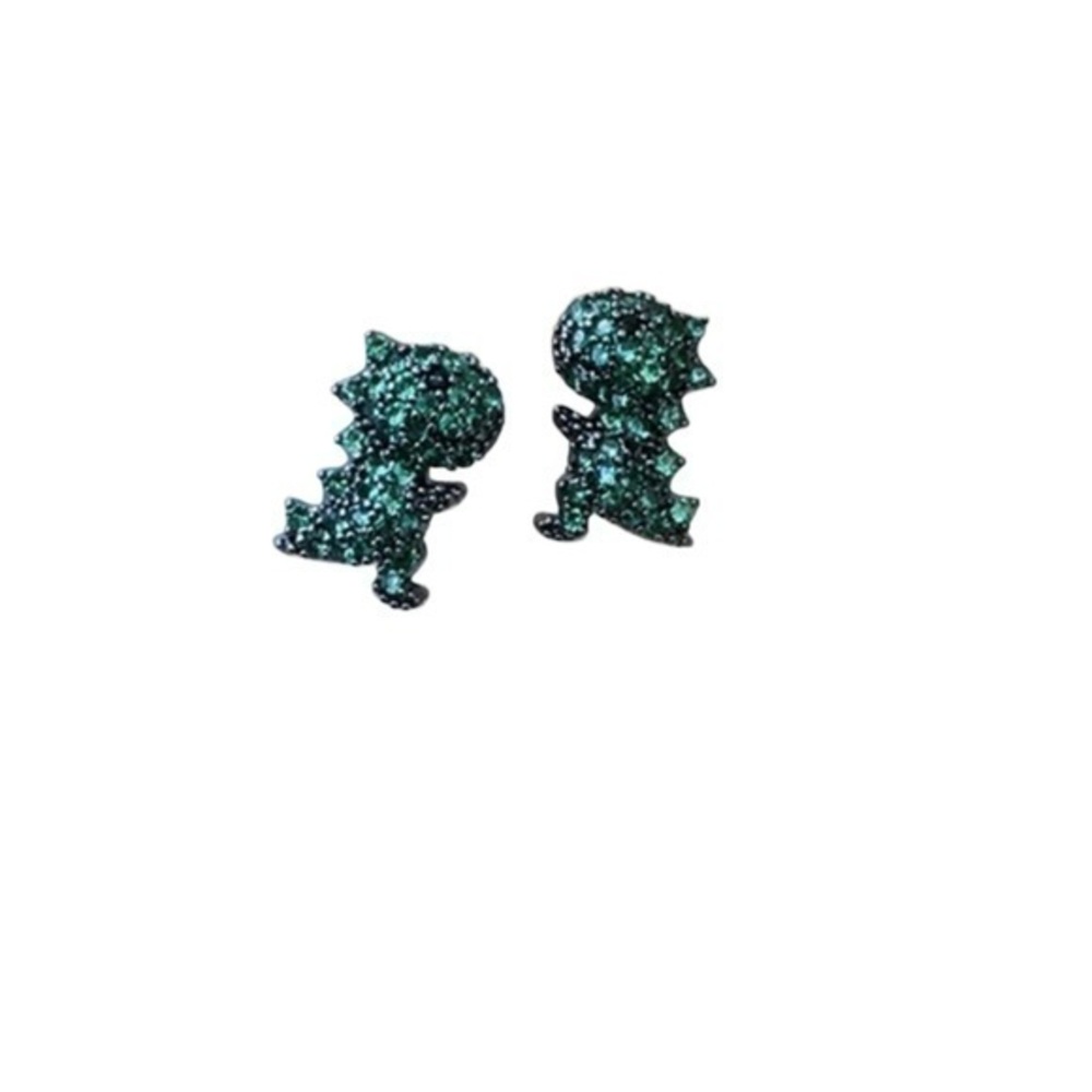 COPY - - 18 K GP Green Dinosaur Earrings